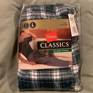 NIP Hanes Mens Classic Sleep Pant. 100% Cotton. Size Large/Waist-elastic 38-40” 